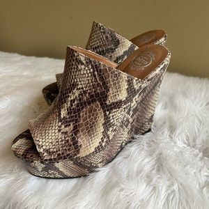 Wedge platform faux python shoes